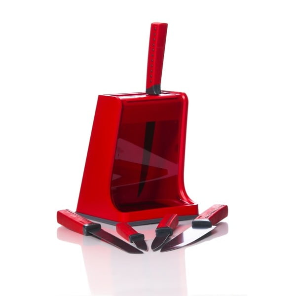 Set červeného bloku na nože a 5 nožov Red-image-2