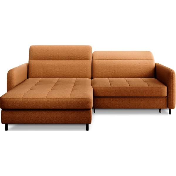 Žltá zamatová rozkladacia/s úložným priestorom rohová pohovka (ľavý roh/s leňoškou) Gomsi – ELTAP