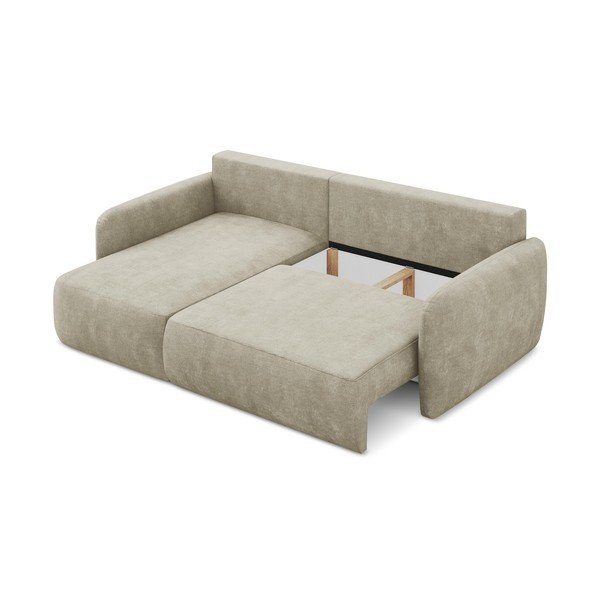 Béžová ženilková rozkladacia/s úložným priestorom rohová pohovka (ľavý roh/s leňoškou) Lilo – Makamii-image-3