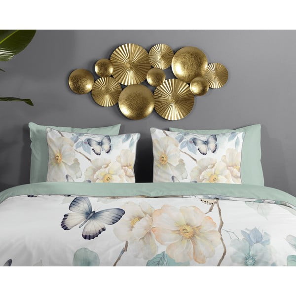 Biele/zelené obliečky na dvojlôžko/predĺžené z bavlneného saténu 200x220 cm Adiwanya – Descanso-image-2