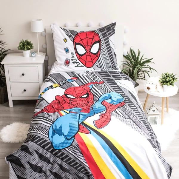 Šedé detské bavlnené obliečky Jerry Fabrics Spiderman, 140 x 200 cm-image-1