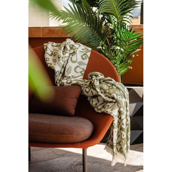 Tmavozelený pléd s podielom bavlny Euromant Summer Linen, 140 x 180 cm-image-2