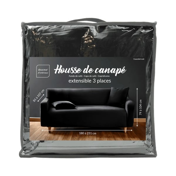 Čierny 3-miestny napínací poťah na pohovku Mila – douceur d'intérieur-image-3