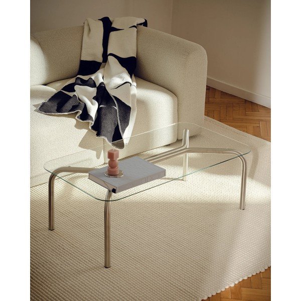 Konferenčný stolík so sklenenou doskou v striebornej farbe 60x110 cm Uku – noo.ma-image-3