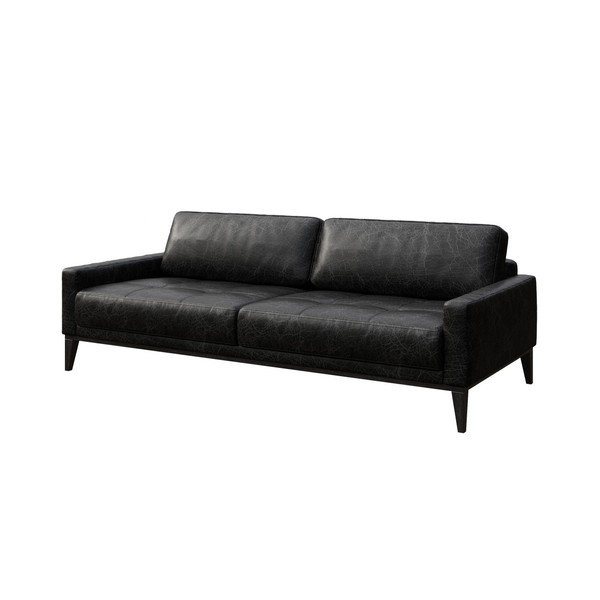 Čierna kožená pohovka MESONICA Musso Tufted, 210 cm-image-2