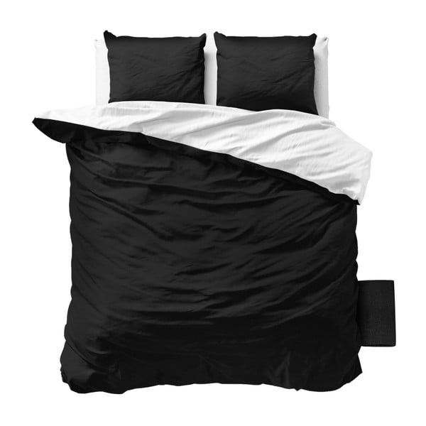 Čierno-biele obliečky z mikroperkálu Sleeptime Twin Face, 200 × 200 cm