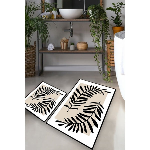 Béžové kúpeľňové predložky v súprave 2 ks 60x100 cm Casting – Foutastic-image-1