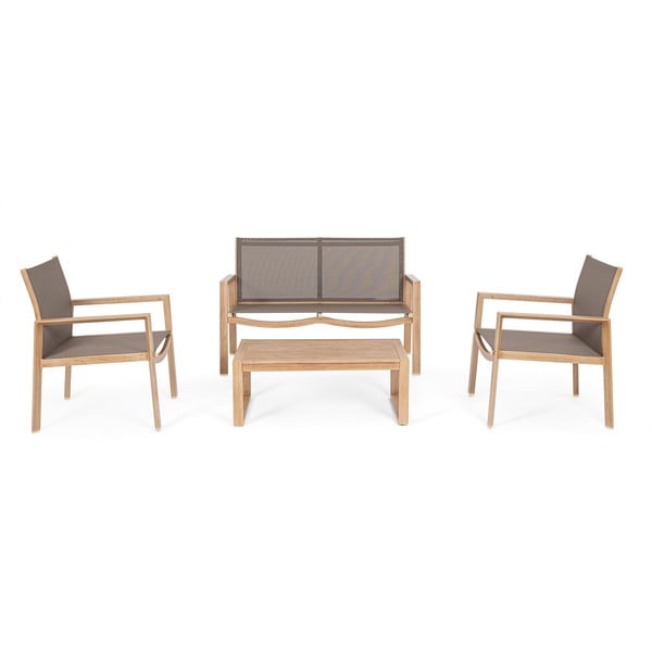 Hliníková záhradná lounge súprava v prírodnej farbe pre 4 Kallen – Bizzotto