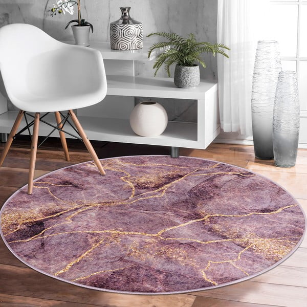 Ružový prateľný okrúhly koberec vhodný pre robotické vysávače ø 80 cm Comfort – Mila Home-image-4