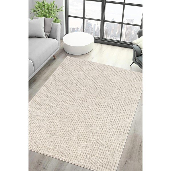 Krémovobiely prateľný koberec 150x230 cm Loopy – Mila Home-image-1