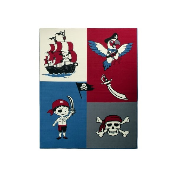 Detský červeno-modrý koberec Hanse Home Pirate, 140 × 200 cm