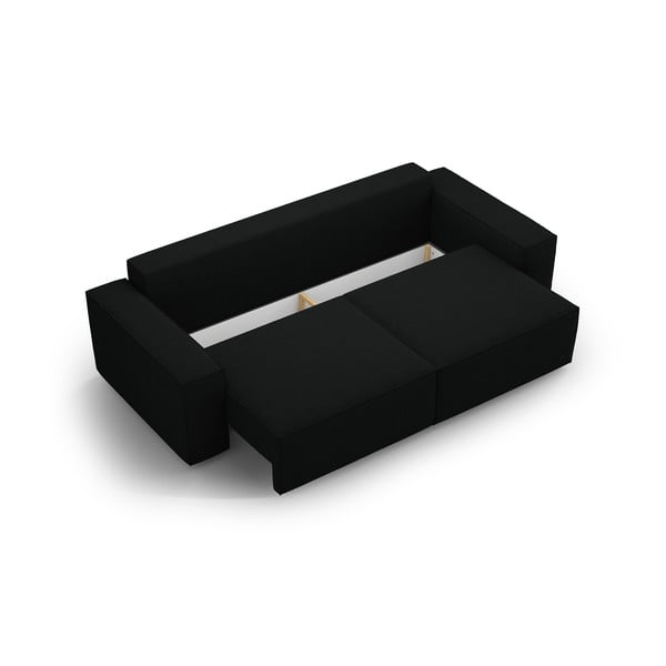 Čierna rozkladacia pohovka z textílie bouclé 247 cm Jodie – Micadoni Home-image-3