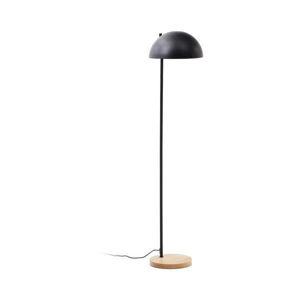 Čierna/v prírodnej farbe stojacia lampa s kovovým tienidlom (výška 150 cm) Catlar – Kave Home