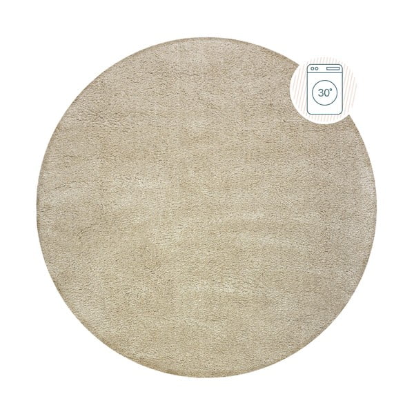 Béžový umývateľný okrúhly koberec z recyklovaných vlákien 133x133 cm Fluffy – Flair Rugs