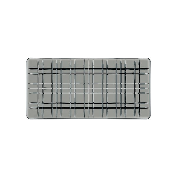 Sivá štvorcová servírovacia tácka z krištáľového skla Nachtmann Square Plate Smoke, dĺžka 28 cm