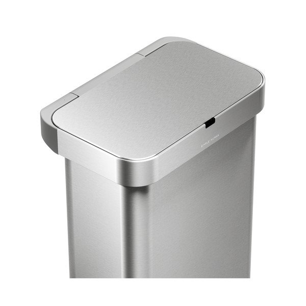 Bezdotykový oceľový odpadkový kôš v striebornej farbe 58 l Sensor – simplehuman-image-1