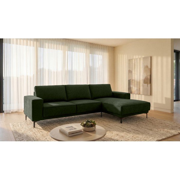 Zelená ženilková rohová pohovka (pravý roh/s leňoškou) Copenhagen – Scandic-image-1