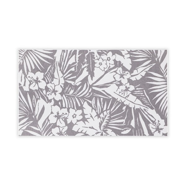 Sivo-biela bavlnená kúpeľňová predložka Foutastic Floral, 100 x 180 cm