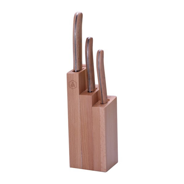 Set 3 nožov a stojanu z bukového dreva Laguiole
