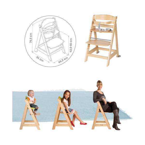 Jedálenská stolička vo svetlosivo-prírodnej farbe Style Born Up 2in1 – Roba-image-3