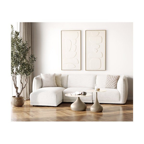 Krémovobiela ženilková rohová pohovka (ľavý roh/s leňoškou) Noor – House Nordic-image-1
