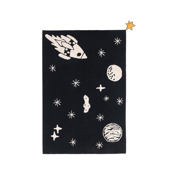 Čierny prateľný ručne tkaný detský koberec s prímesou bavlny 140x200 cm Alfombra Lavable Universe – Lorena Canals