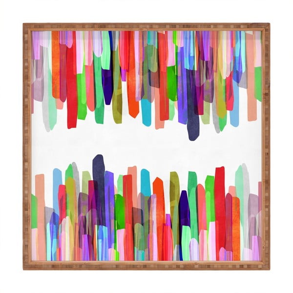 Drevený dekoratívny servírovací podnos Colours, 40 × 40 cm