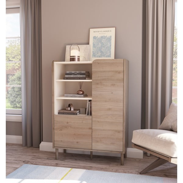 Skrinka v dekore duba v prírodnej farbe 90x125x40 cm Monza – Marckeric-image-1