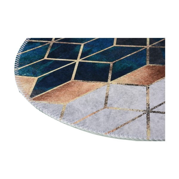 Umývateľný okrúhly koberec v bielo-petrolejovej farbe ø 100 cm – Vitaus-image-2