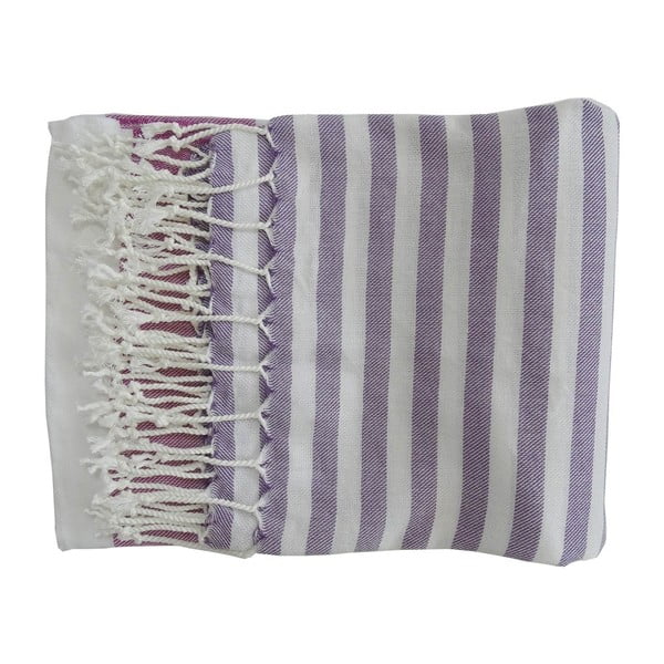 Fialová ručne tkaná osuška z prémiovej bavlny Melis, 100 × 180 cm