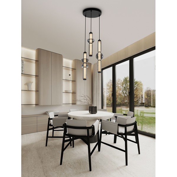 Sivé sklenené LED závesné svietidlo so stmievačom ø 38 cm Ulon – Nova Luce-image-2