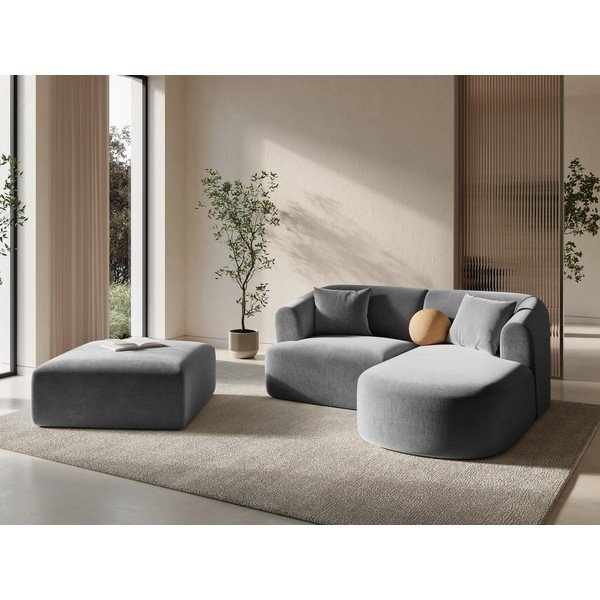 Svetlosivá zamatová podnožka Campi – Cosmopolitan Design-image-1