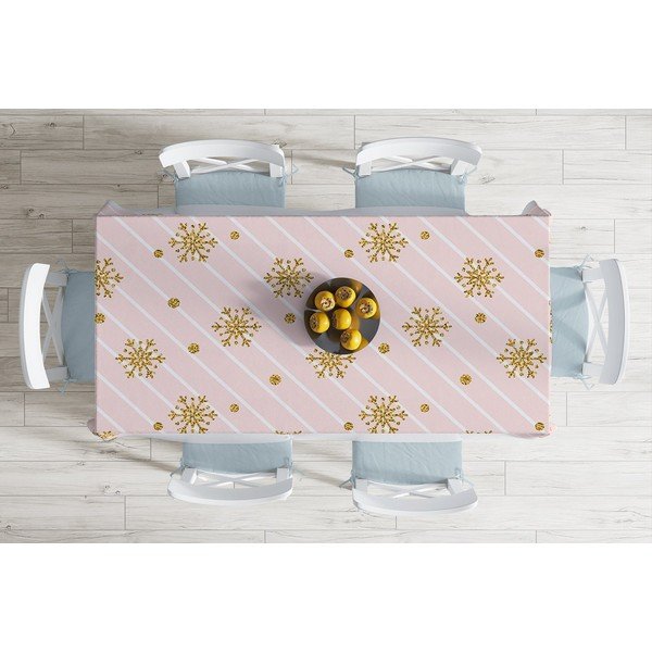 Vianočný obrus s prímesou bavlny Minimalist Cushion Covers Golden Snowflakes, 140 x 180 cm-image-1