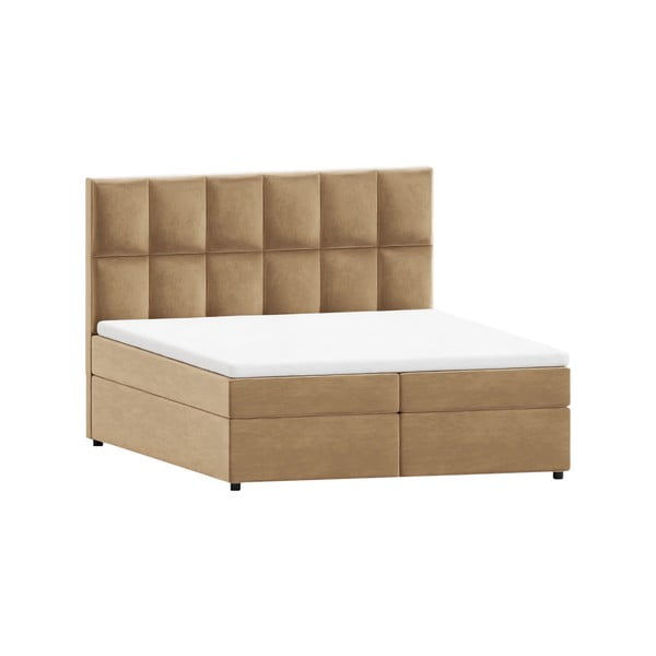 Okrovožltá boxspring posteľ s úložným priestorom 160x200 cm Flip – Ropez