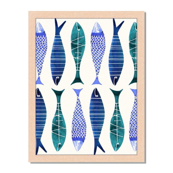 Obraz v ráme Liv Corday Asian Fish Collage, 30 x 40 cm