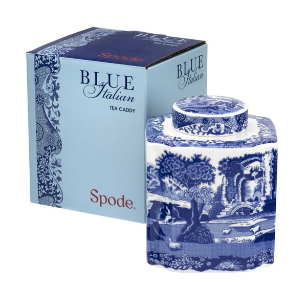 Bielo-modrá porcelánová dóza na čaj Spode Blue Italian