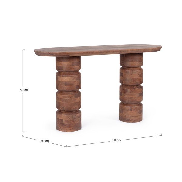 Konzolový stolík z mangového dreva v tmavo prírodnej farbe 45x130 cm Cortez – Bizzotto-image-4