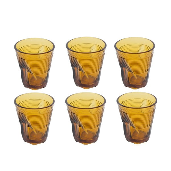Sada 6 jantárovožltých pohárov Kaleidos, 225 ml