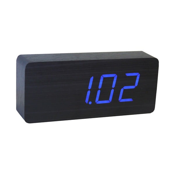 Čierny budík s modrým LED displejom Gingko Slab Click Clock-image-3