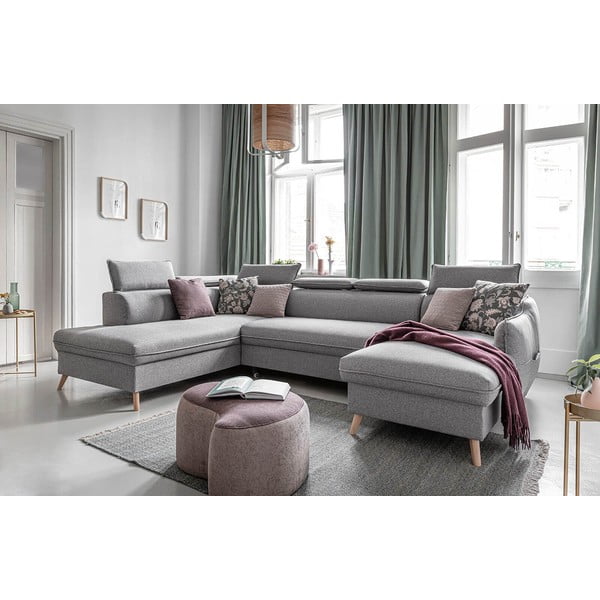 Svetlosivá rozkladacia rohová pohovka (ľavý roh) Sweet Harmony – Miuform-image-4