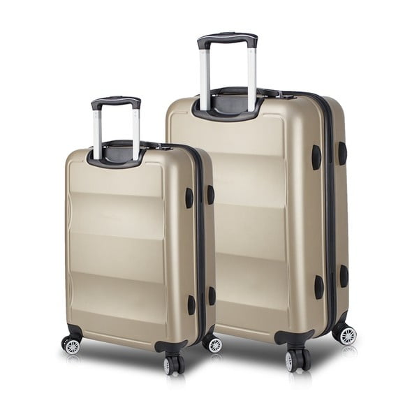 Sada 2 cestovných kufrov na kolieskach s USB porty v zlatej farbe My Valice LASSO Large & Medium