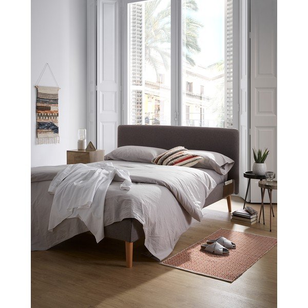 Sivá dvojlôžková posteľ Kave Home Lydia, 160×200 cm-image-1