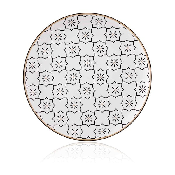 Čierno-biely tanier z kostného porcelánu The Mia Maroc Marrakesh, ⌀ 32 cm