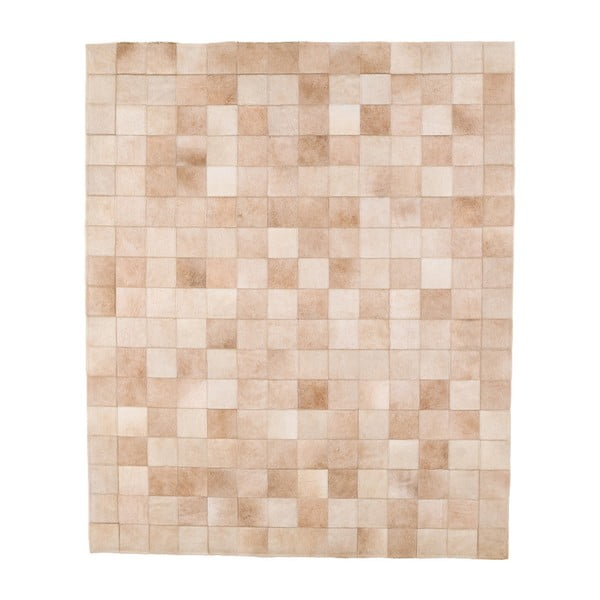 Béžový koberec z hovädzej kože Arctic Fur Patchwork Rug Sand, 140 × 170 cm