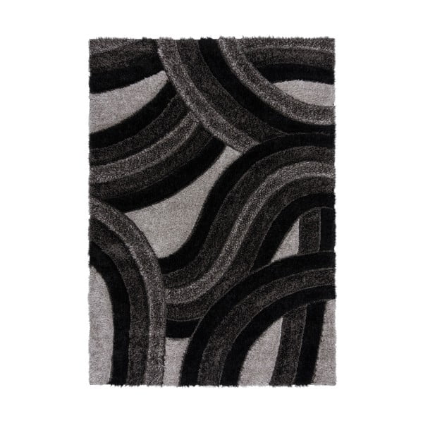 Čierno-sivý ručne tkaný koberec z recyklovaných vlákien 200x290 cm Velvet – Flair Rugs