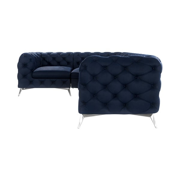 Tmavomodrá zamatová rohová pohovka (ľavý roh/do L) Chelsea – Ropez-image-1