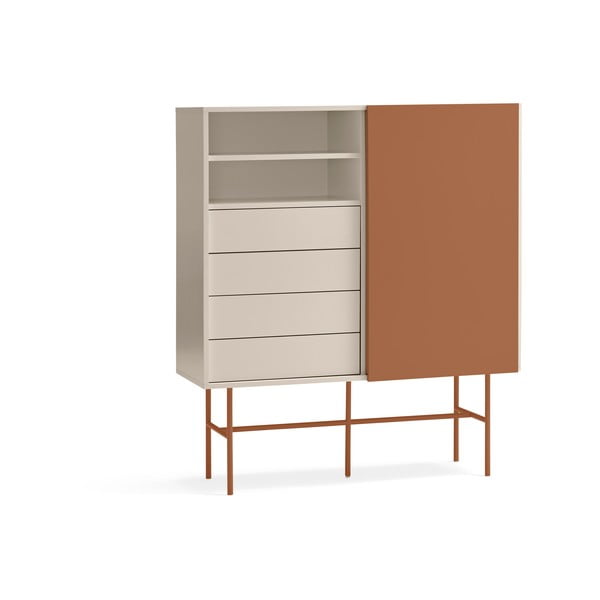 Vysoká komoda s posuvnými dverami v béžovo-tehlovej farbe 120x140 cm Nube – Teulat-image-3