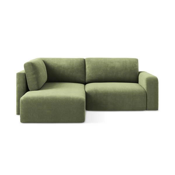 Zelená ženilková rozkladacia/s úložným priestorom rohová pohovka (ľavý roh/do L) Kona – Makamii