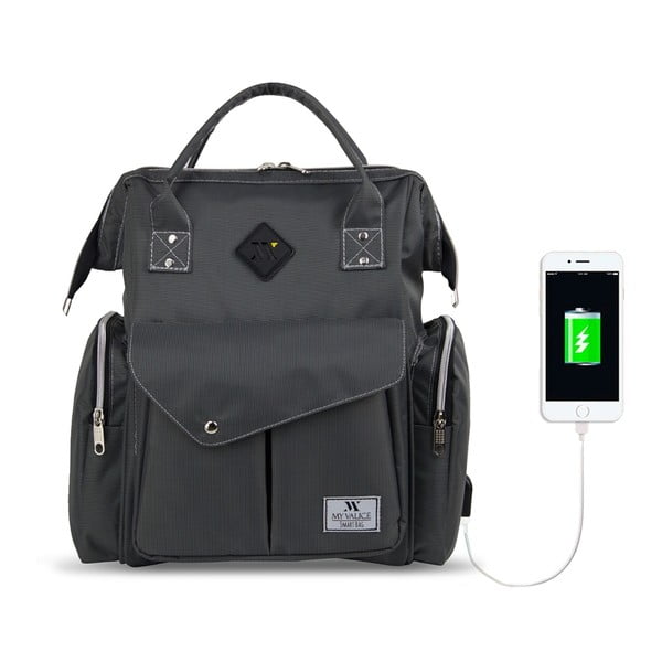 Antracitový batoh pre mamičky s USB portom My Valice HAPPY MOM Baby Care Backpack-image-4