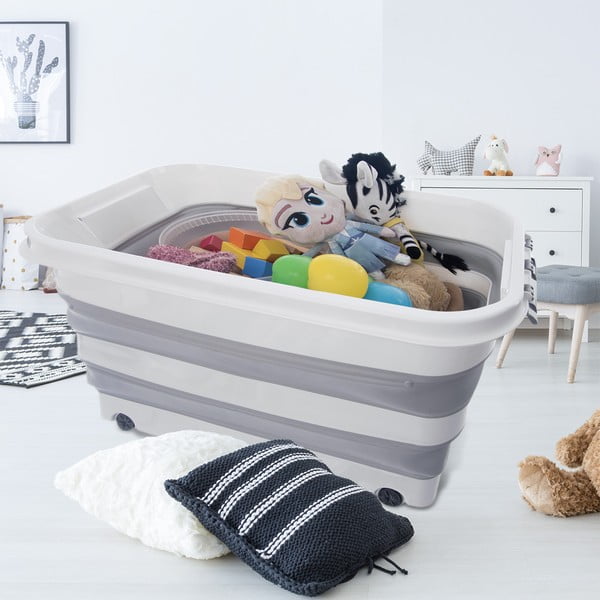 Bielo-sivý plastový úložný box s vekom 54x39x28 cm Kemp – Orion-image-1